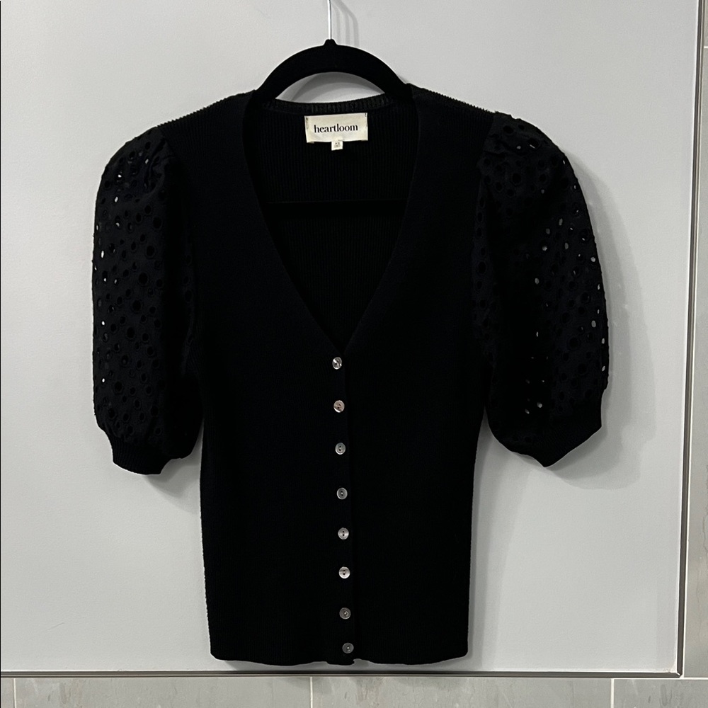 Heartloom Black Button-Up Cardigan